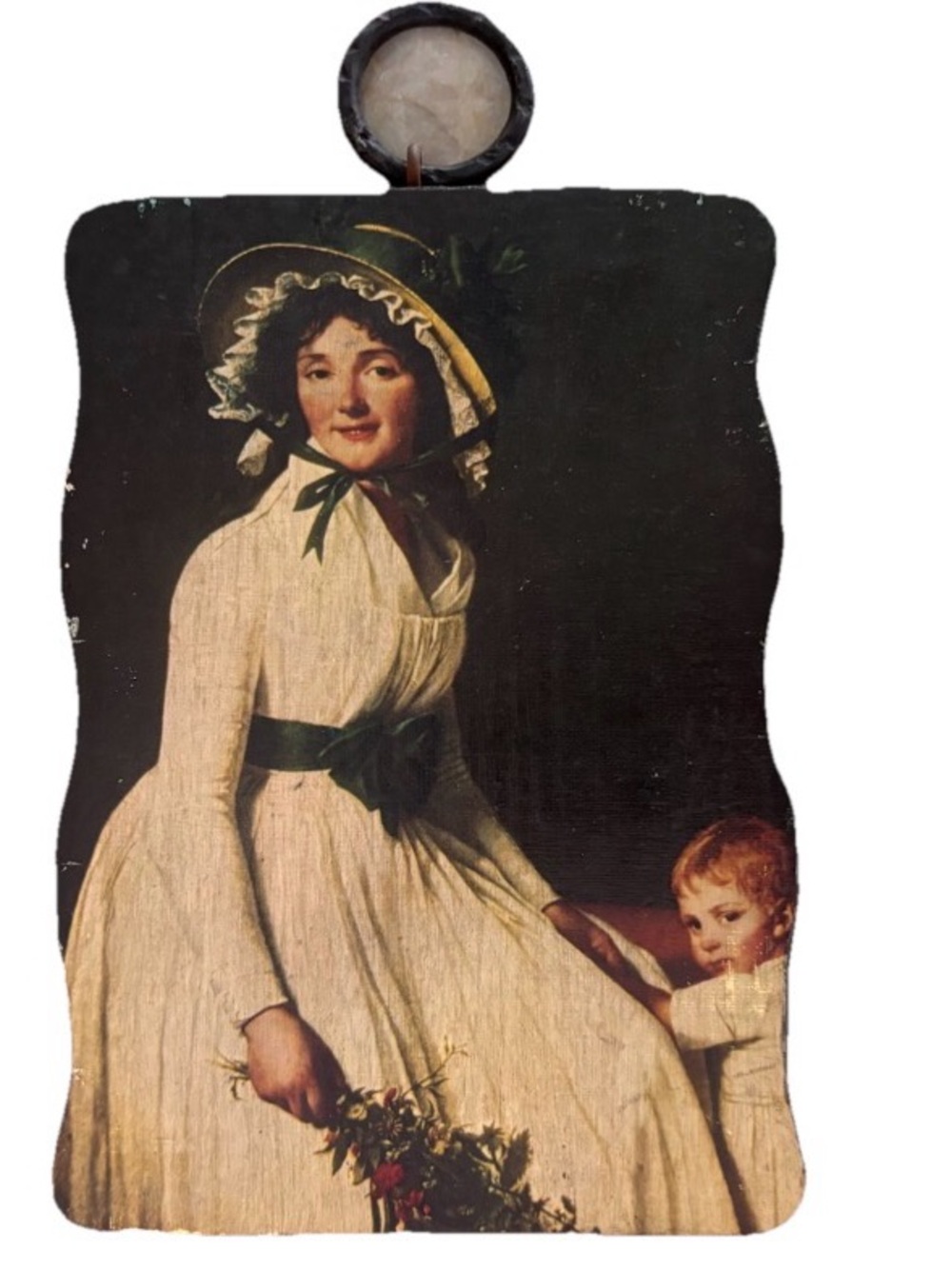 Emilie Sériziat and her son Émile in a Neoclassical Art On Wood Wall Hanging